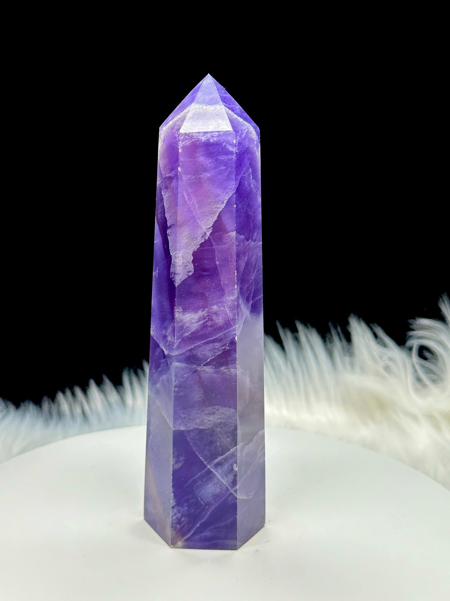 Rare Indigo Fluorite Crystal Tower, Indigo Fluorite Point  - 9.5" tall approx.