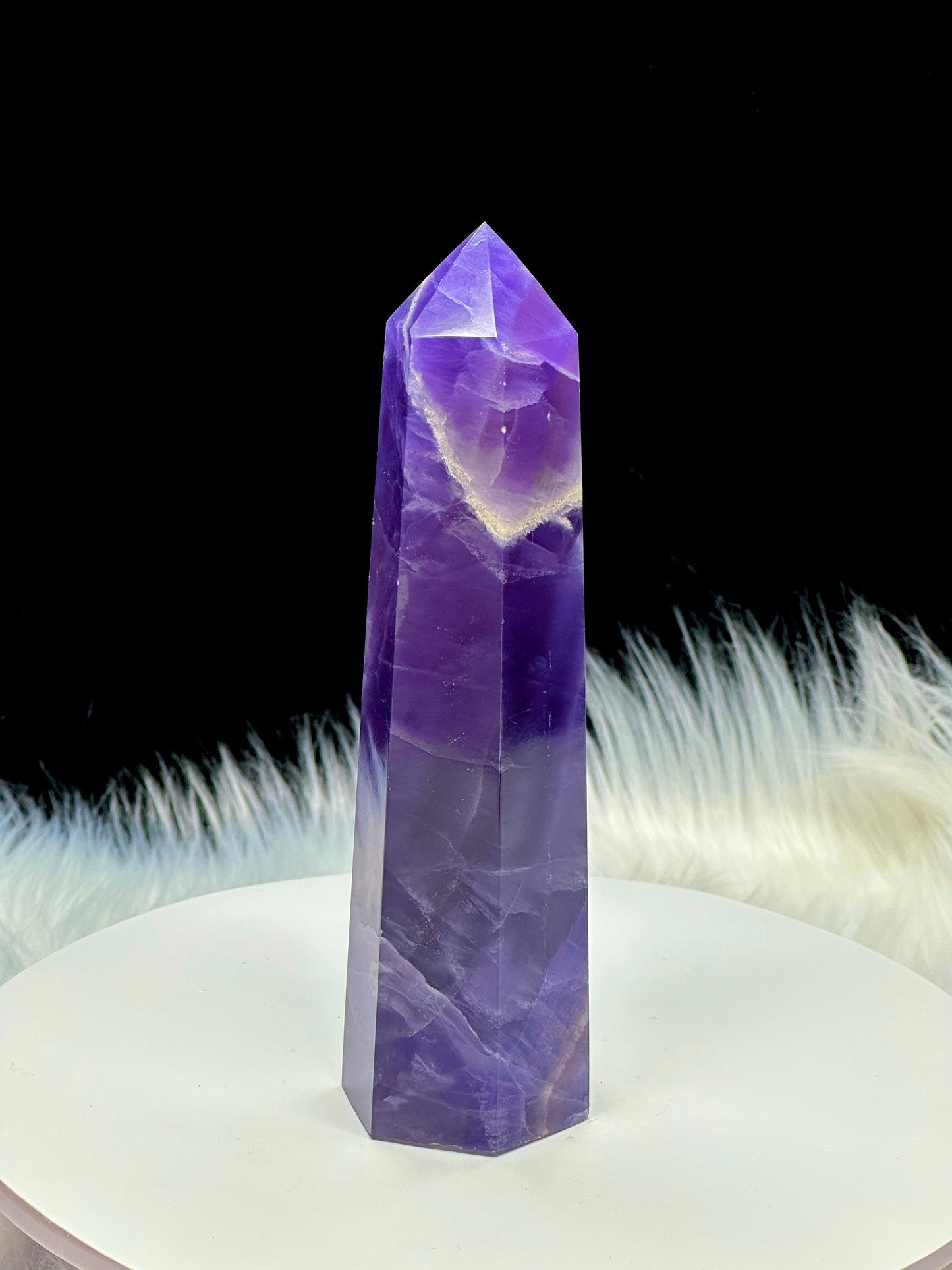 Rare Indigo Fluorite Crystal Tower, Indigo Fluorite Point  - 9.5" tall approx.