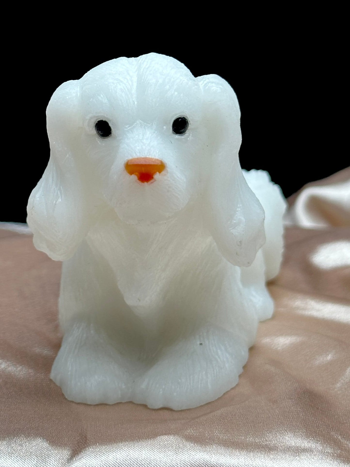 Beautiful Hand Carved White Jade Dog Carving, Home Decor, Gifting Item