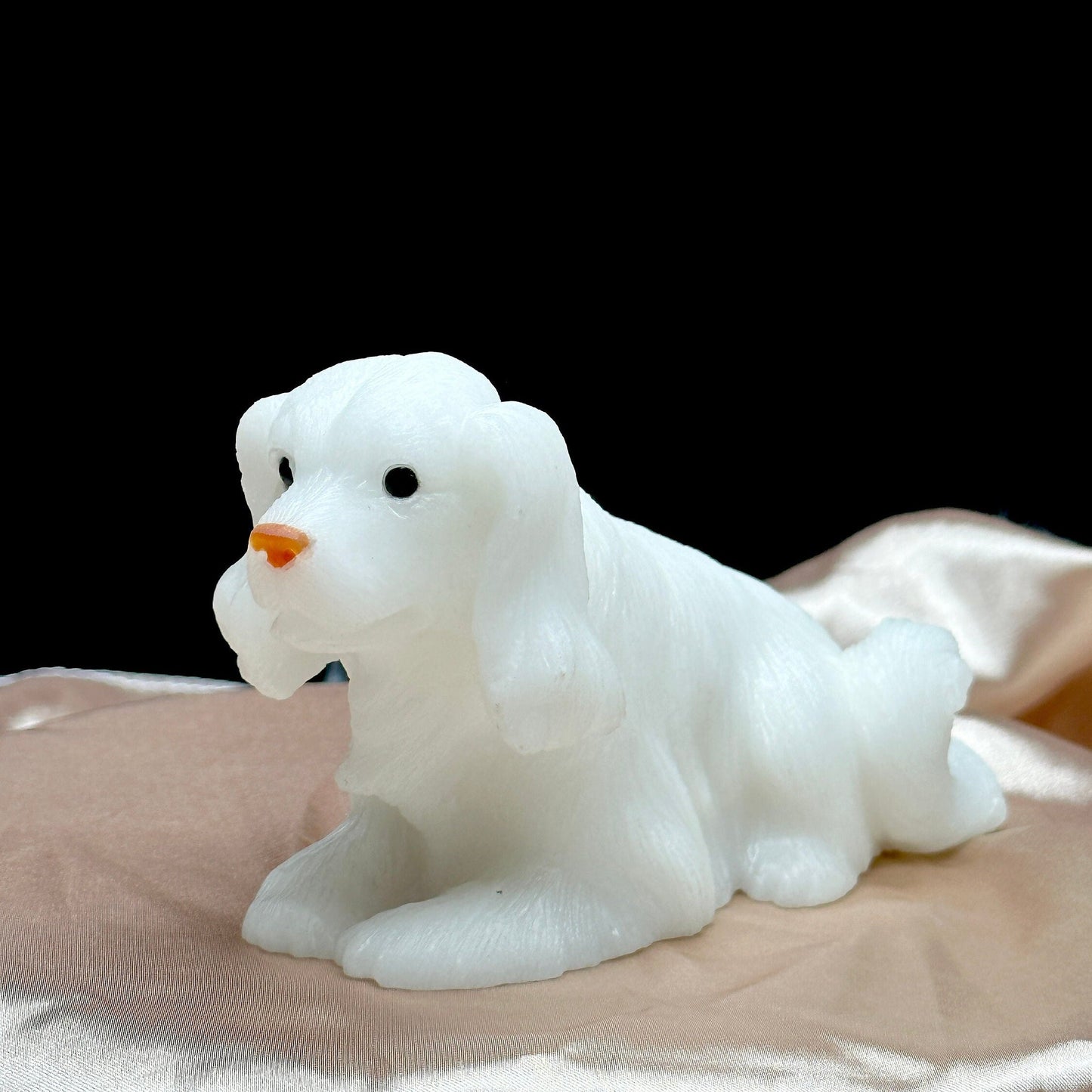 Beautiful Hand Carved White Jade Dog Carving, Home Decor, Gifting Item