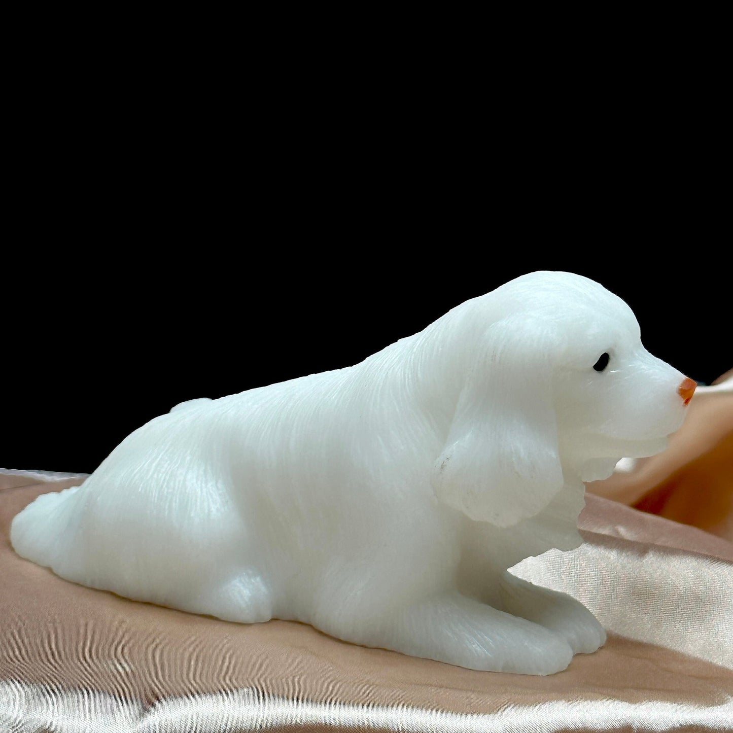 Beautiful Hand Carved White Jade Dog Carving, Home Decor, Gifting Item