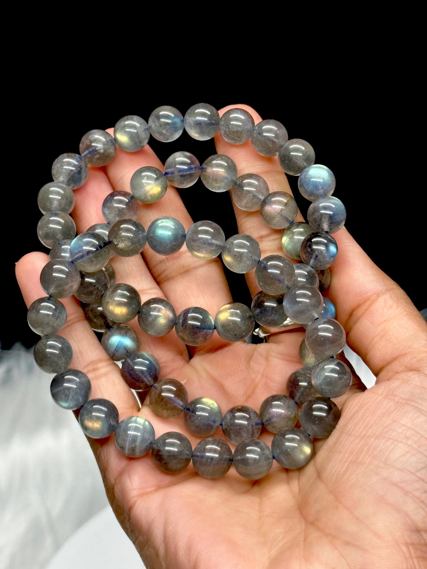 10mm Strong Blue Flash Labradorite Bracelet | Natural Throat Chakra Healing Crystal Jewelry