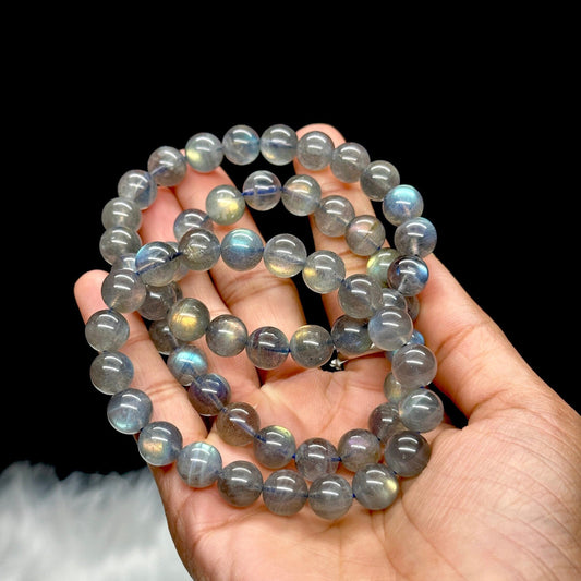 10mm Strong Blue Flash Labradorite Bracelet | Natural Throat Chakra Healing Crystal Jewelry