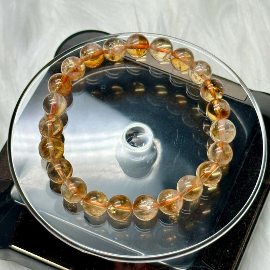 8mm Natural Citrine Healing Crystal Bracelet from Brazil | Attracting Wealth | Solar Plexus Chakra Reiki Meditation | November Birthstone