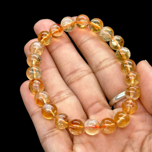 8mm Natural Citrine Healing Crystal Bracelet from Brazil | Attracting Wealth | Solar Plexus Chakra Reiki Meditation | November Birthstone