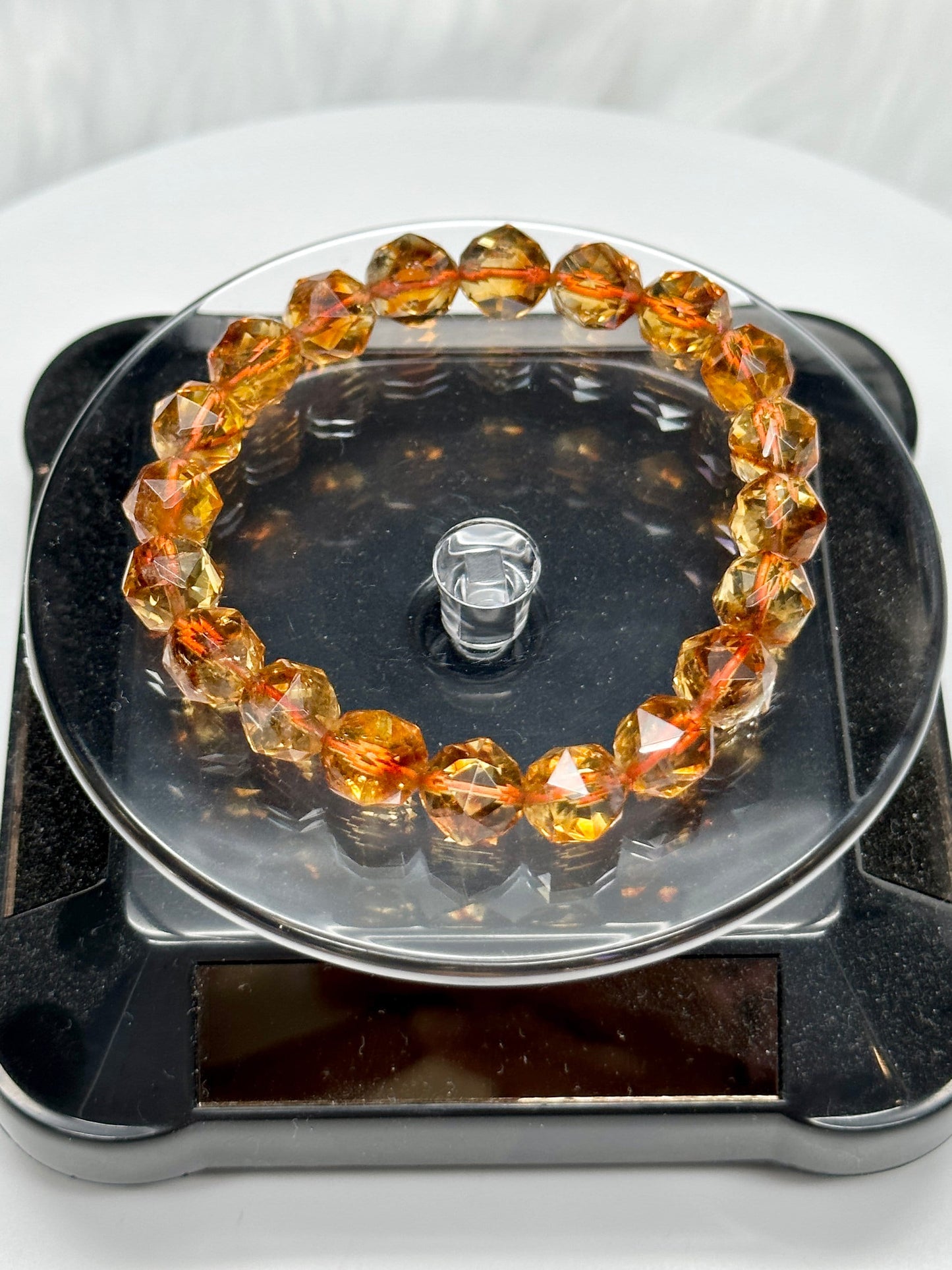 10mm Faceted Natural Citrine Bracelet, Citrine Crystal Bracelet