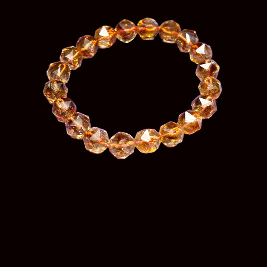 10mm Faceted Natural Citrine Bracelet, Citrine Crystal Bracelet
