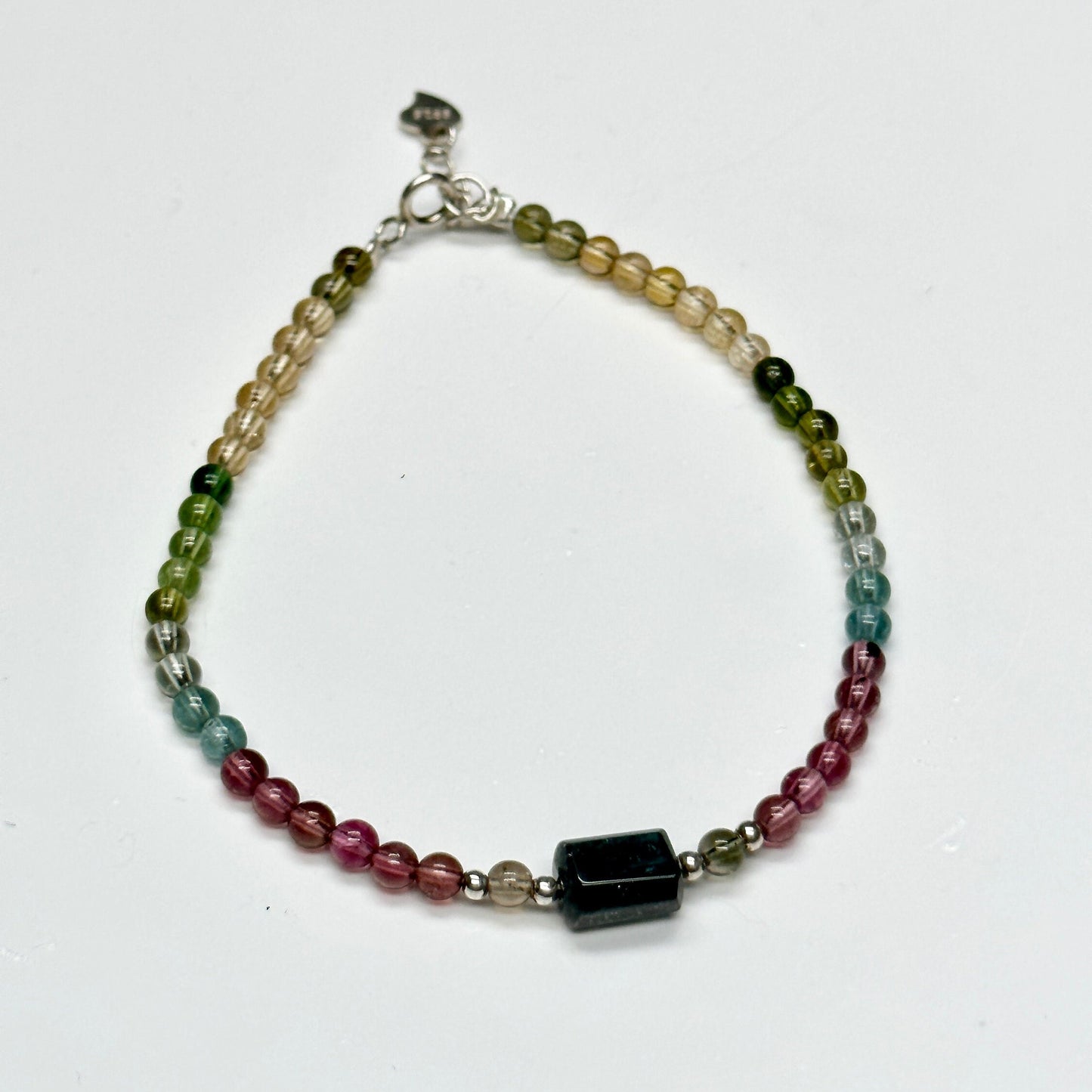 Rainbow Tourmaline Bracelet Green Tourmaline | 925 Sterling Silver Silver Adjustable Style