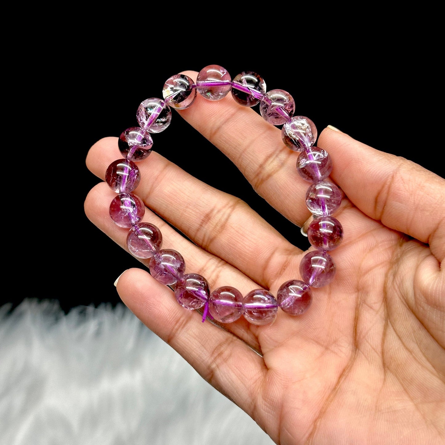 9mm Natural Amethyst Healing Crystal Bracelet from Brazil | Crown Third Eye