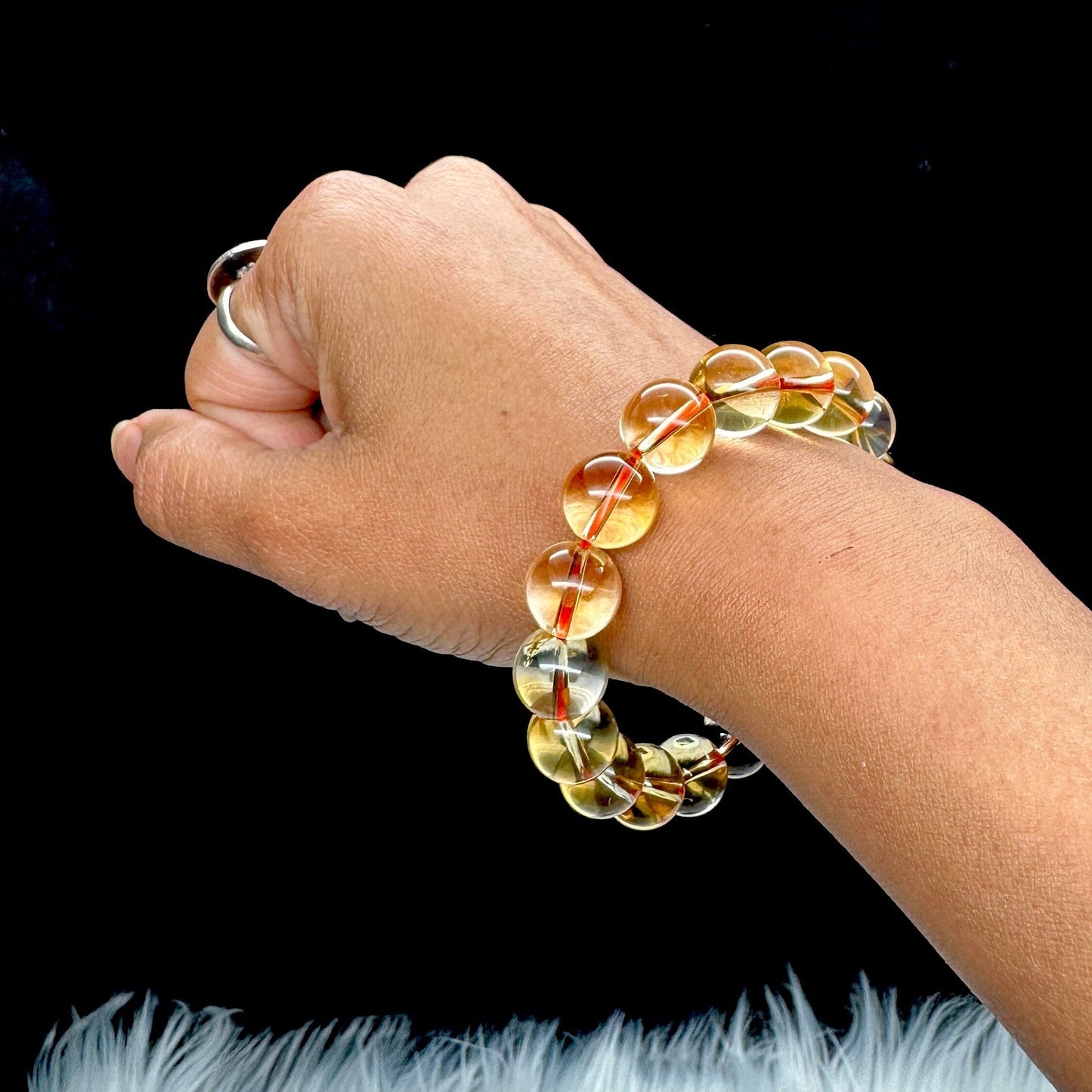 Large Beads Premium Select High Grade Brazilian Natural Citrine Crystal Bracelet | Attracting Wealth | Solar Plexus Chakra - 12mm