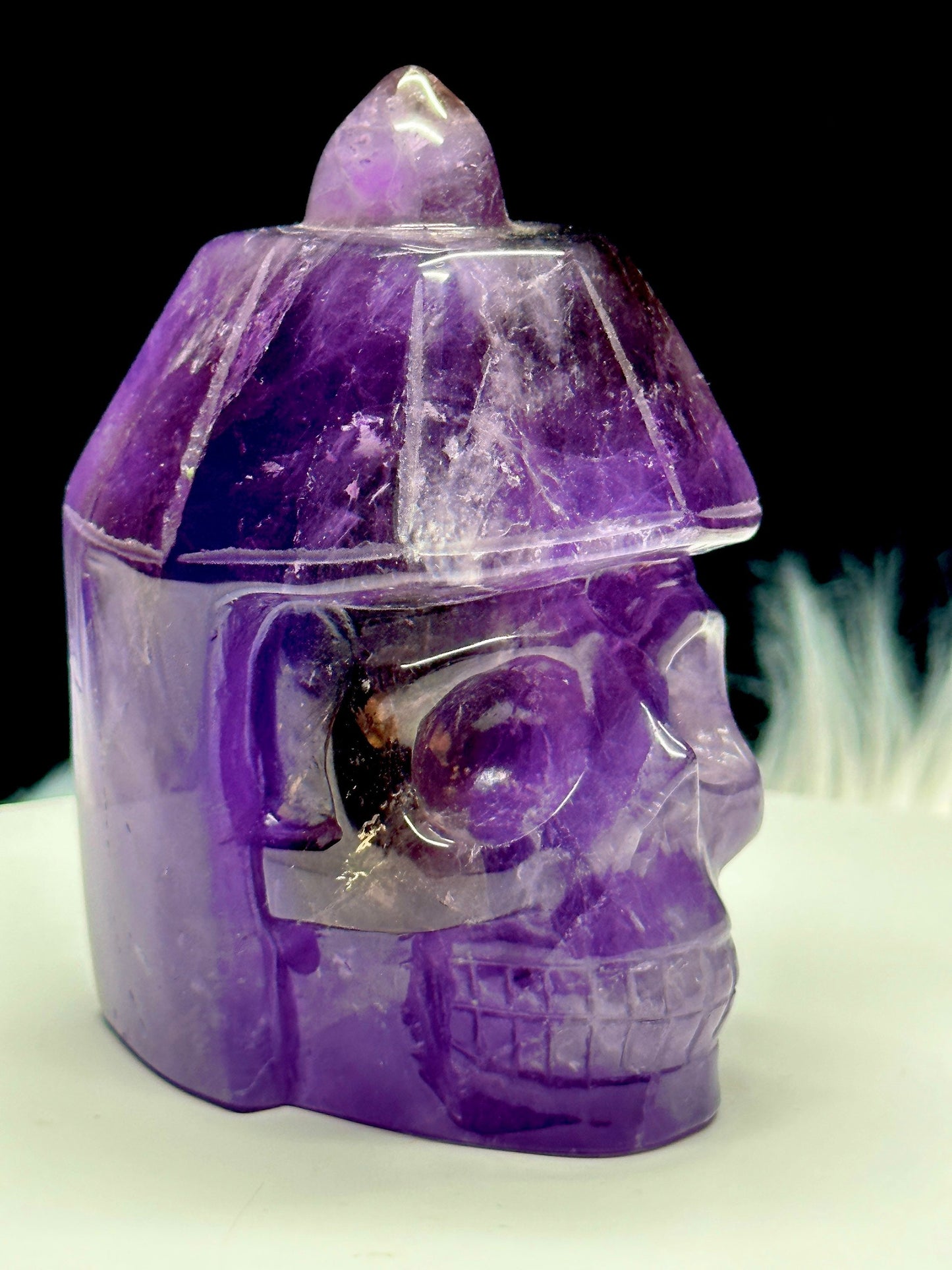 Unique Ametrine Crystal Skull, Ancient Warrior Skull - 3.9 inches height