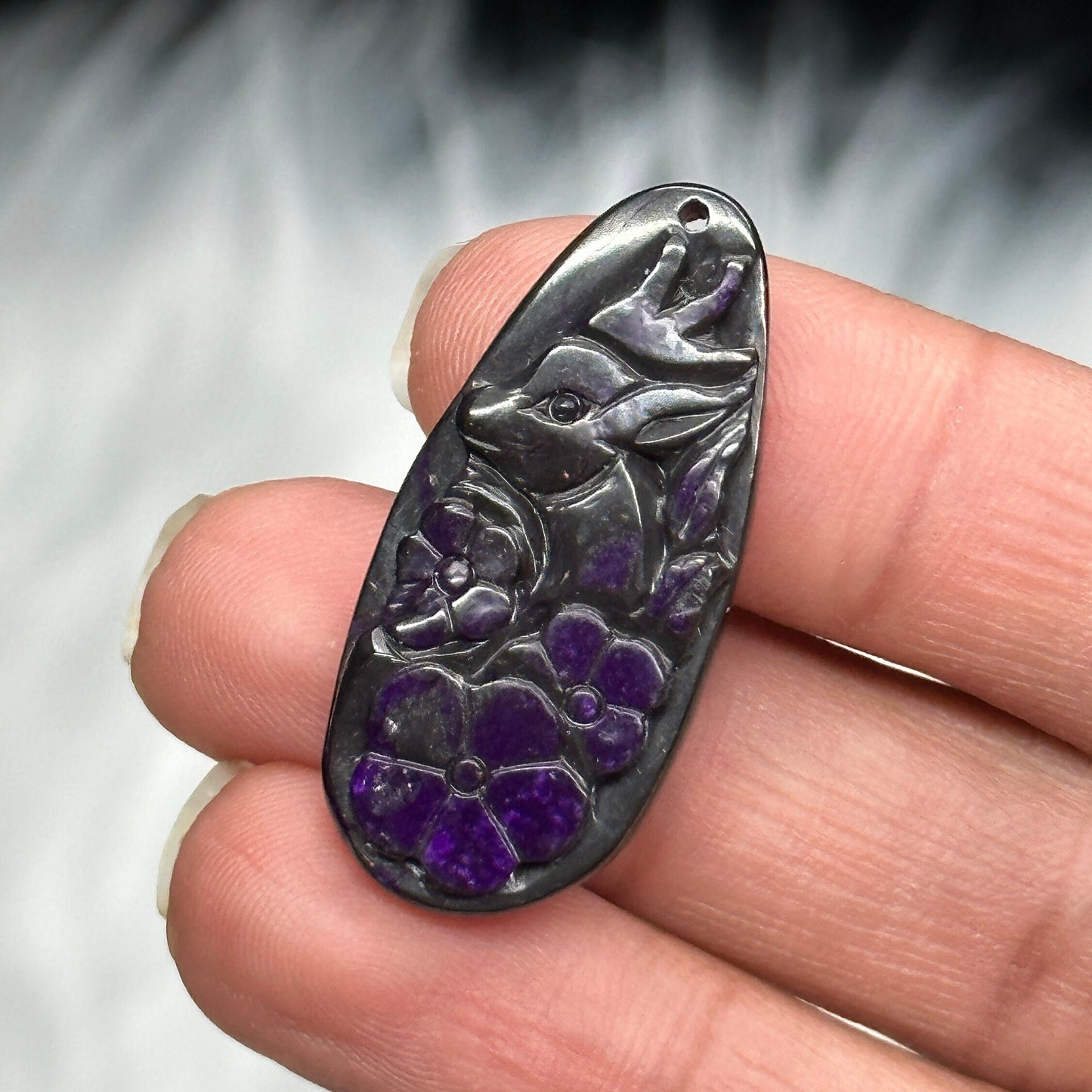 Carved Natural Sugilite Pendant , Sugilite Crystal Pendant