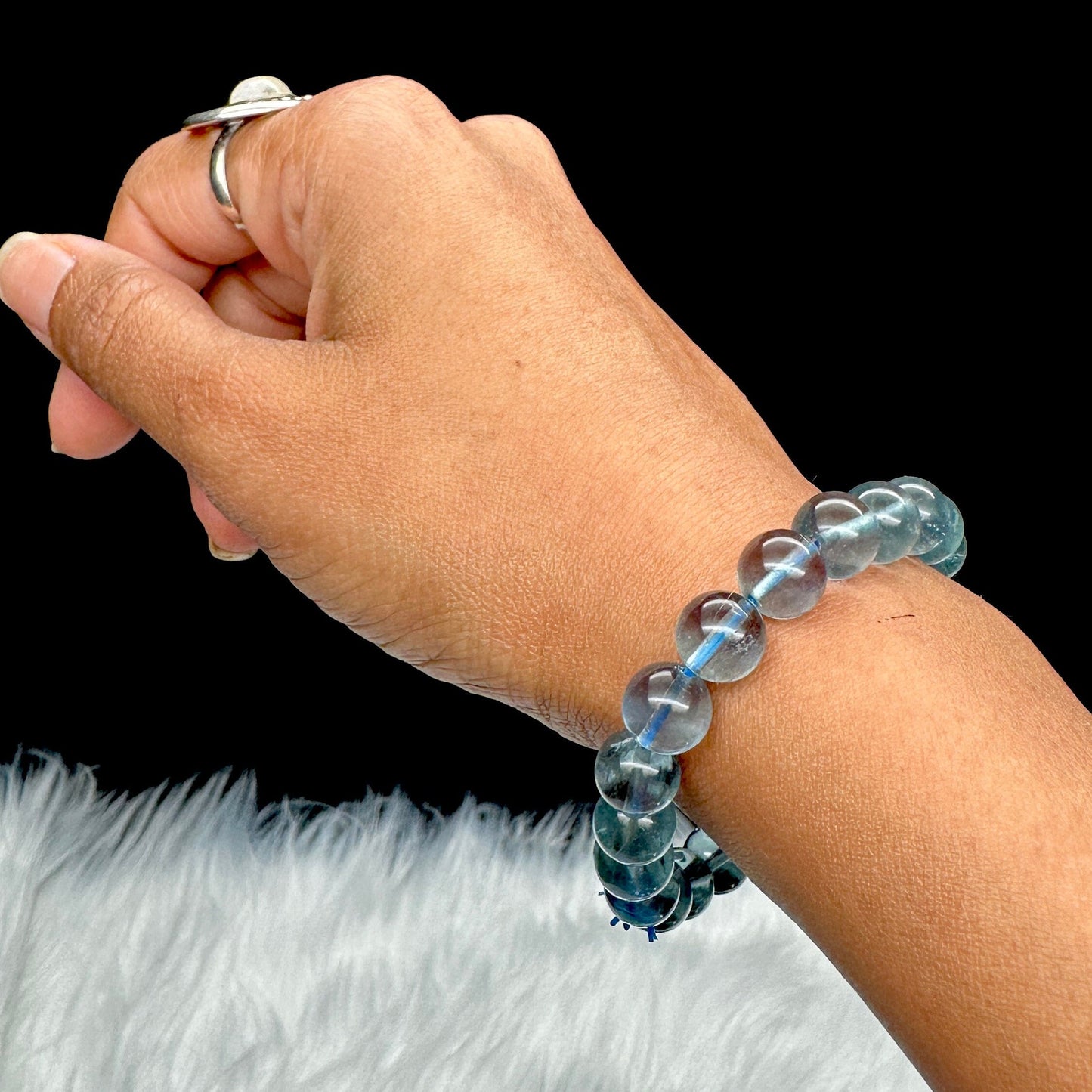 8mm Natural Blue Fluorite Crystal Bracelet