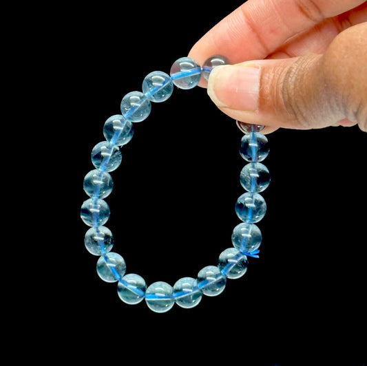 8mm Natural Blue Fluorite Crystal Bracelet