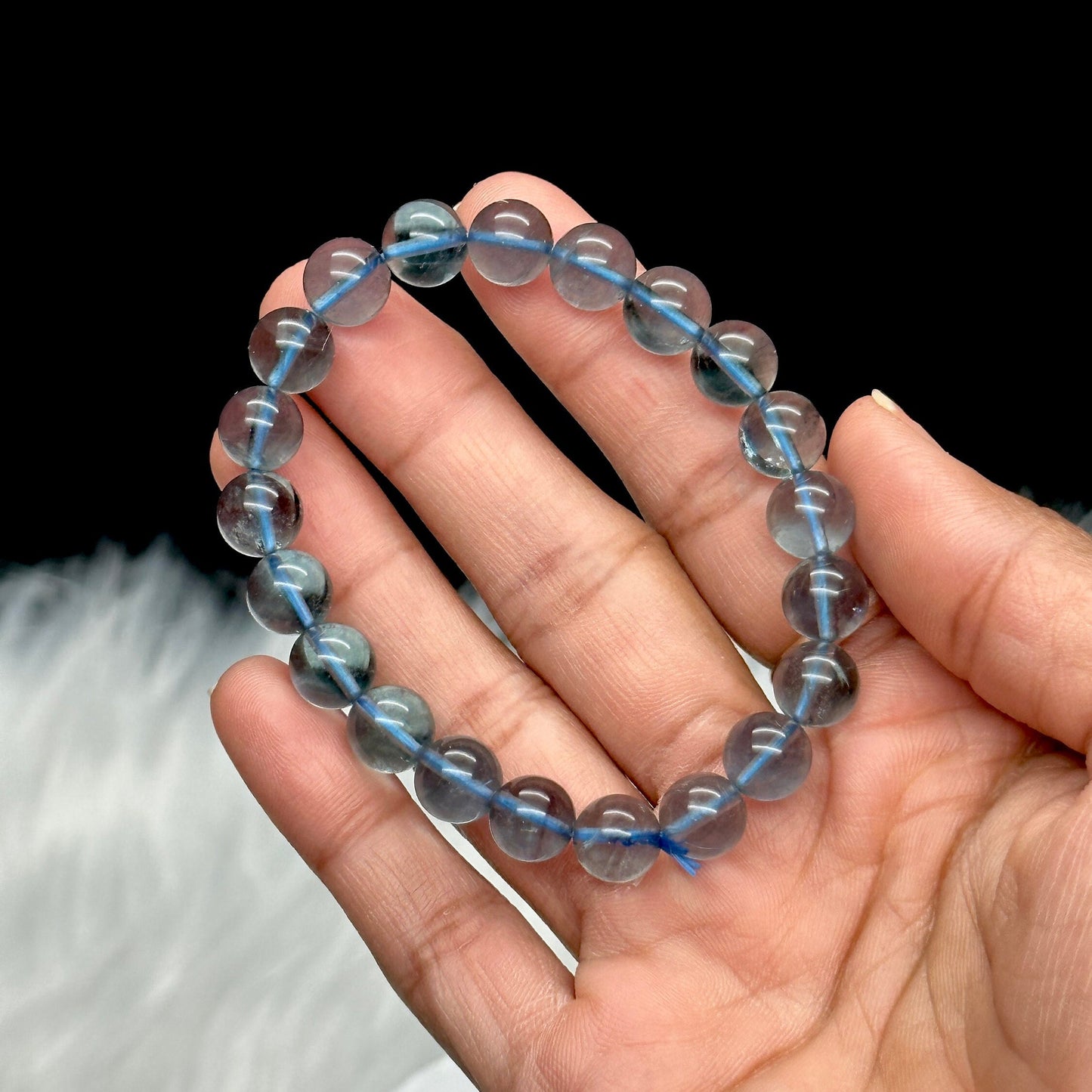 8mm Natural Blue Fluorite Crystal Bracelet