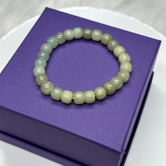 7mm Beautiful Light Green Nephrite Bracelet High-quality Hetian Jade | Natural Heart Chakra Healing Stone Jewelry