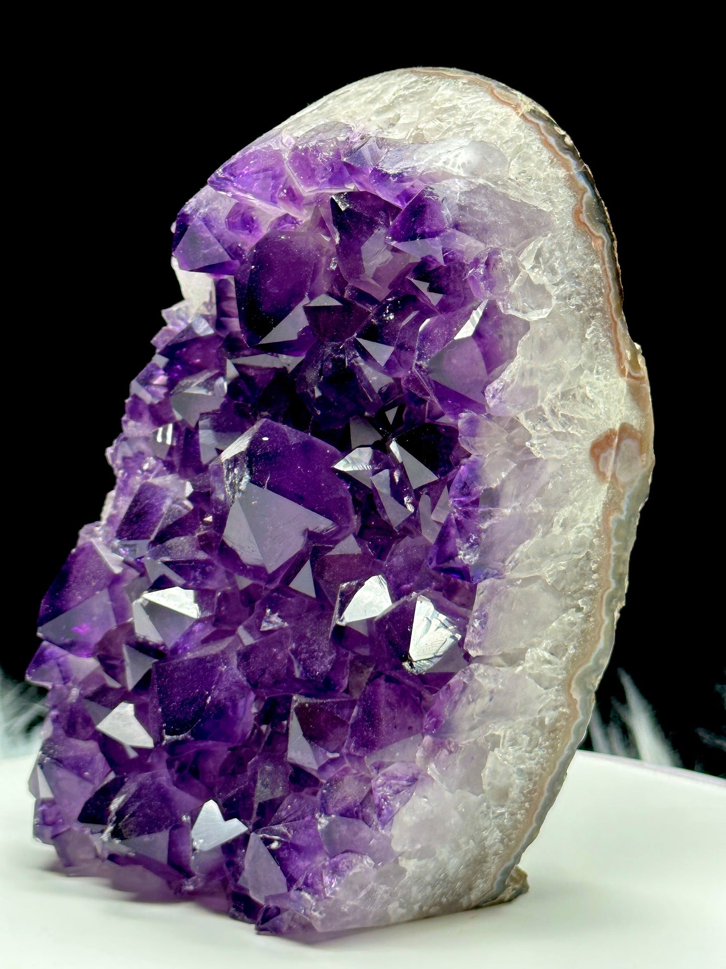 Dark Purple Amethyst Crystal Geode, Raw Amethyst Cluster, Amethyst cutbase