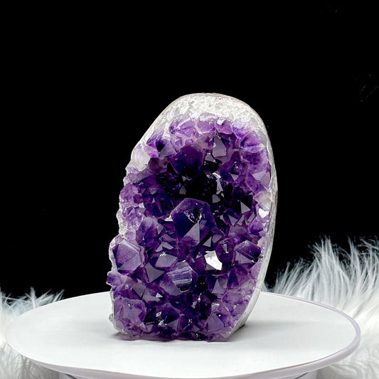 Dark Purple Amethyst Crystal Geode, Raw Amethyst Cluster, Amethyst cutbase