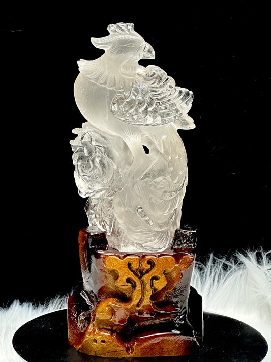 Super High Quality Clear Quartz Crystal Carving of a Phoenix, Home Decor, Gift Item