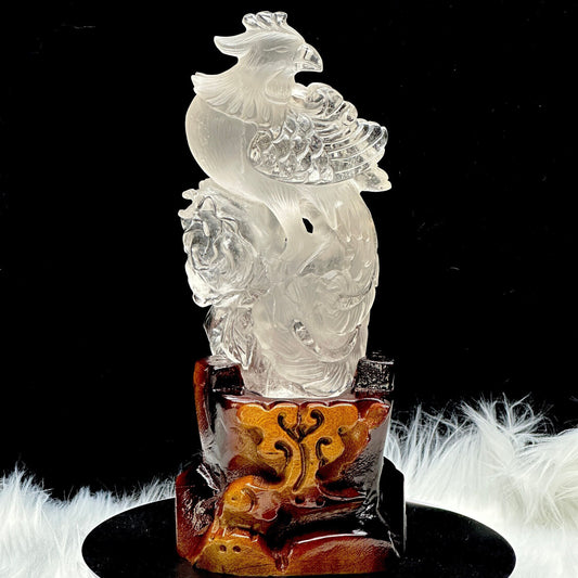 Super High Quality Clear Quartz Crystal Carving of a Phoenix, Home Decor, Gift Item