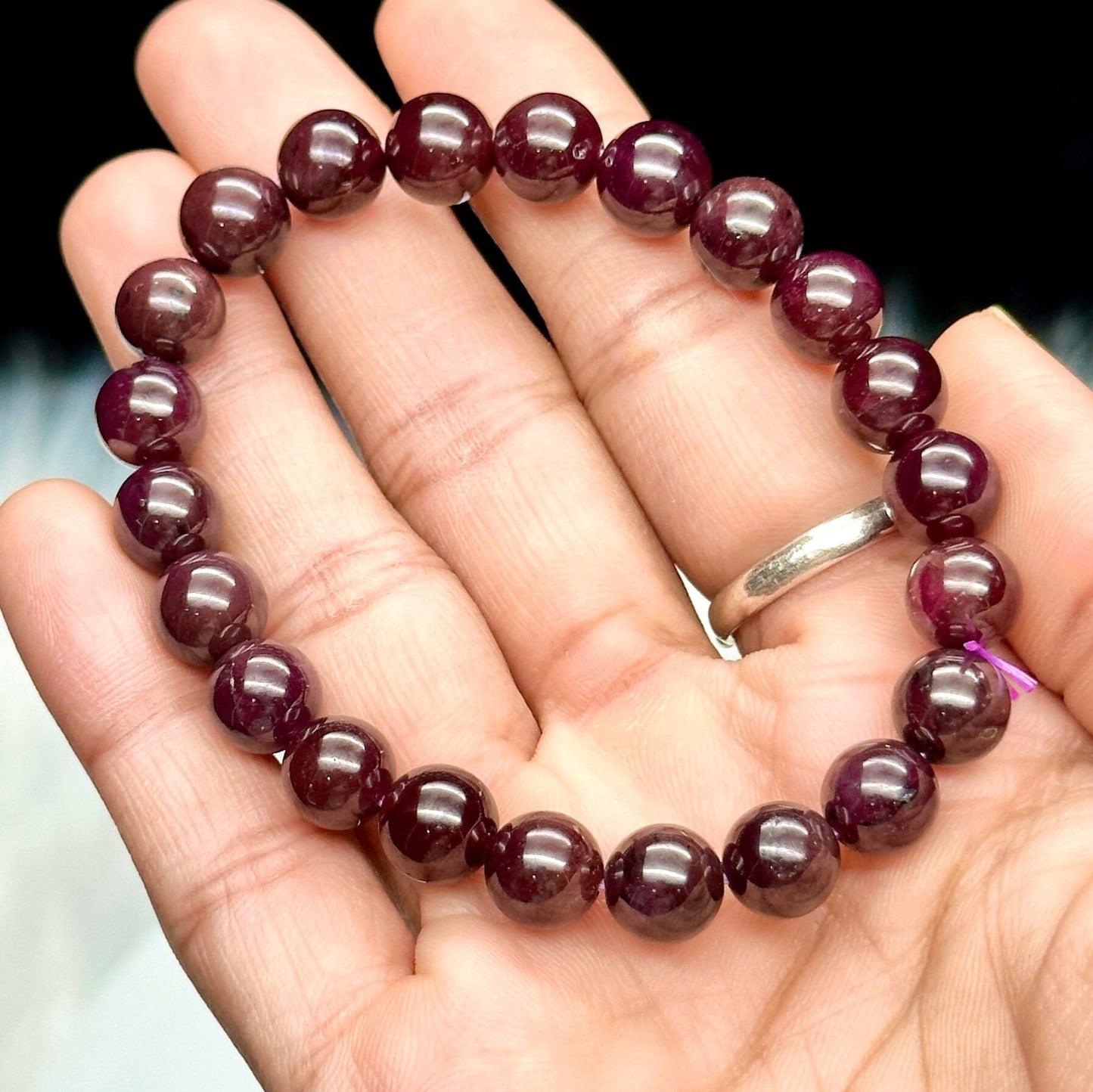 Natural Almandine Red Garnet Bracelet, Crystal Bracelet  | Root Chakra Natural Healing Stone Jewelry - 8mm