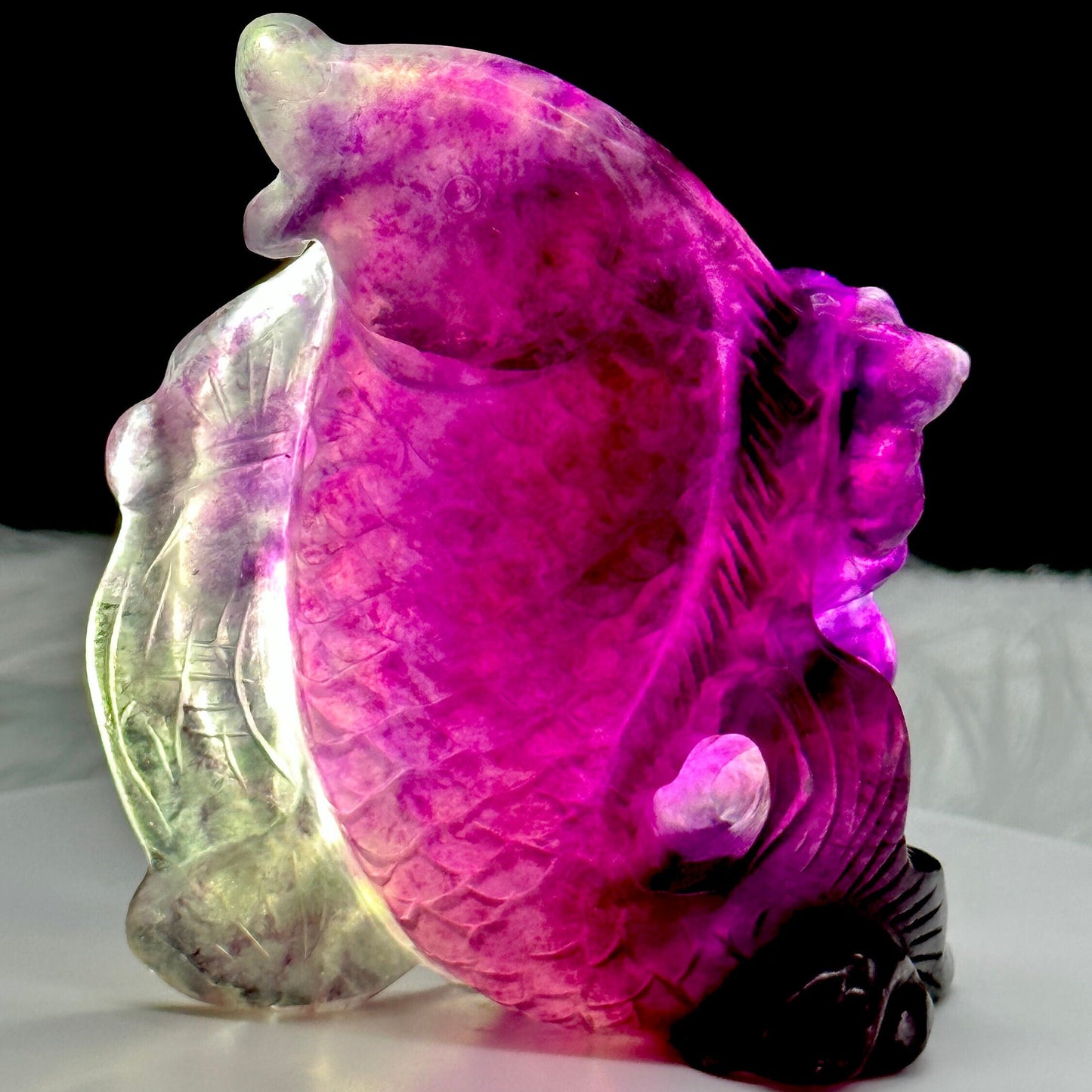 Beautiful Purple Fluorite Feng-Shui Fish Carving