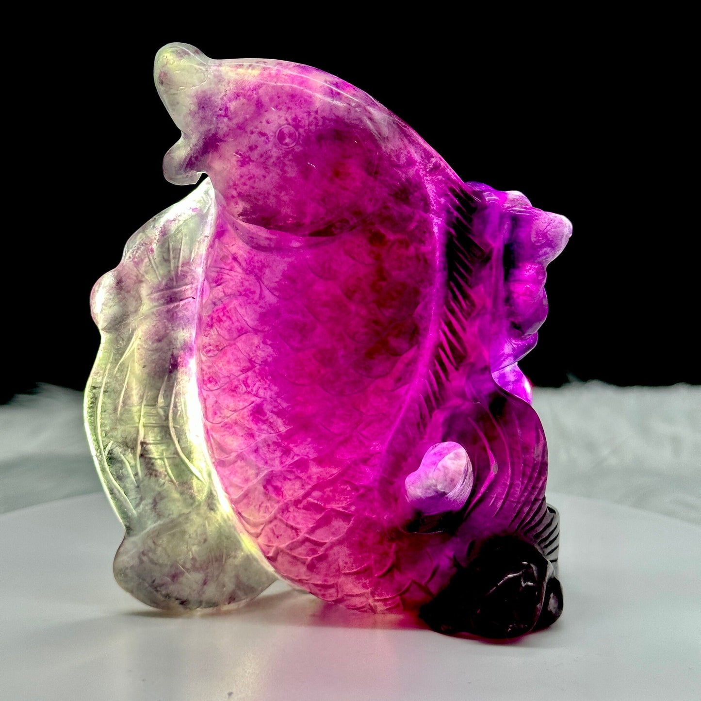 Beautiful Purple Fluorite Feng-Shui Fish Carving