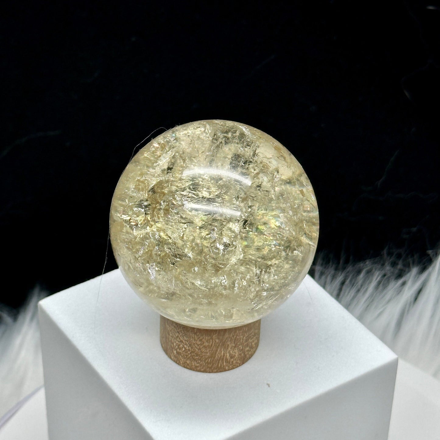 Grade AAA+ Citrine Sphere with Rainbows, Brazilian Citrine Crystal Sphere - 60mm