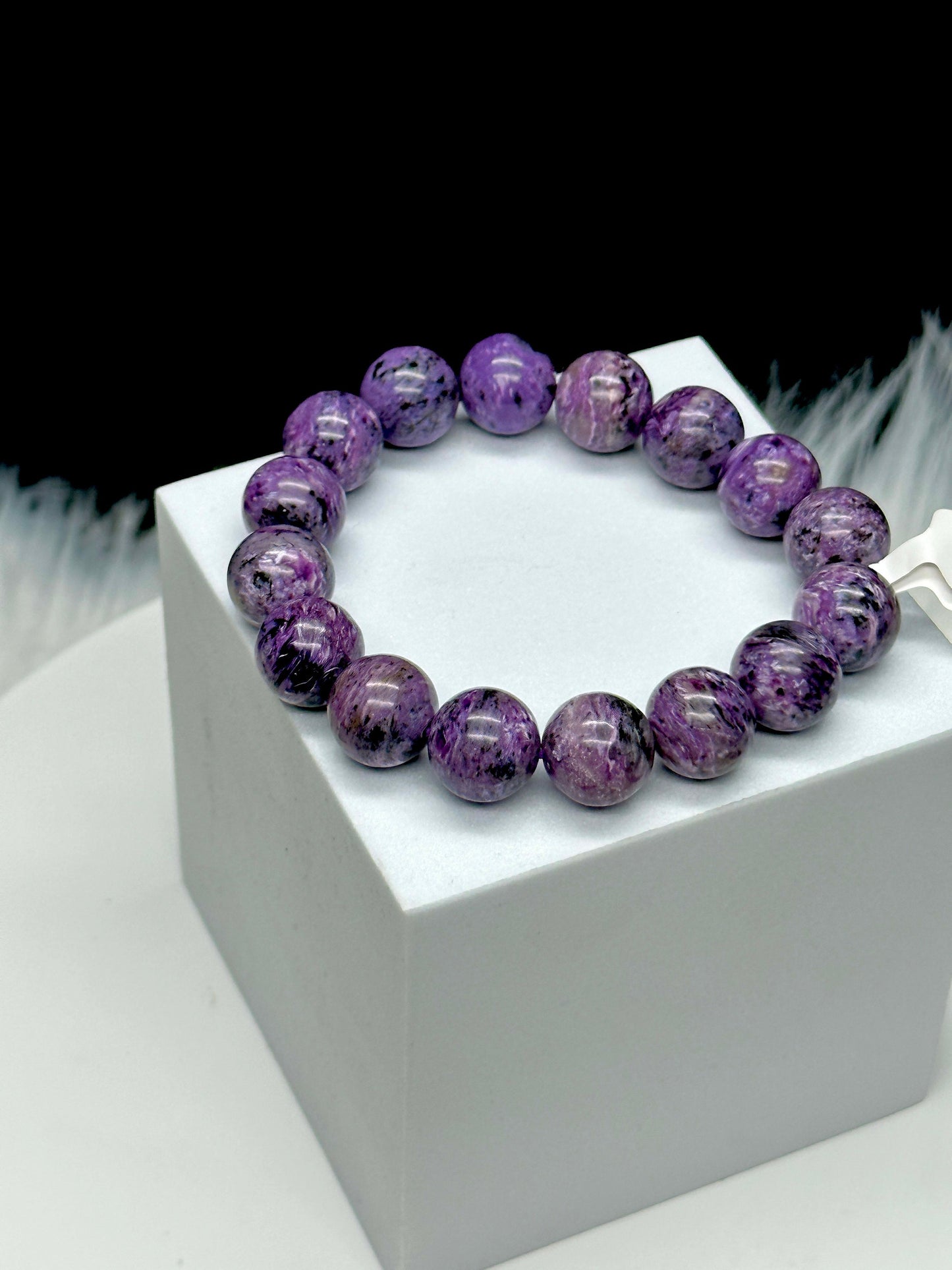 12mm Natural Charoite Bracelet, Crystal Jewelry Stretch ,Gemstone Bracelet , Gift Item