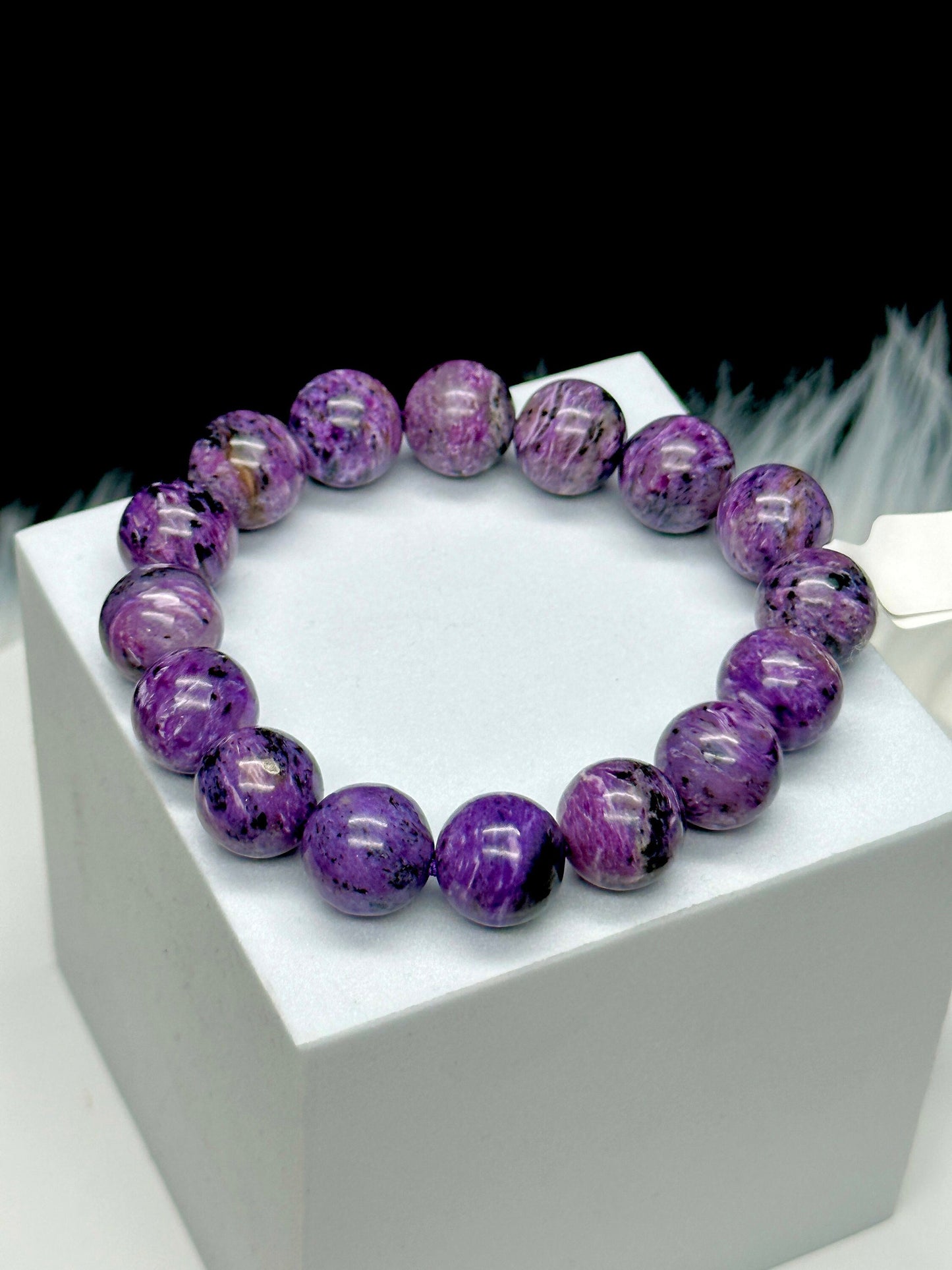 12mm Natural Charoite Bracelet, Crystal Jewelry Stretch ,Gemstone Bracelet , Gift Item