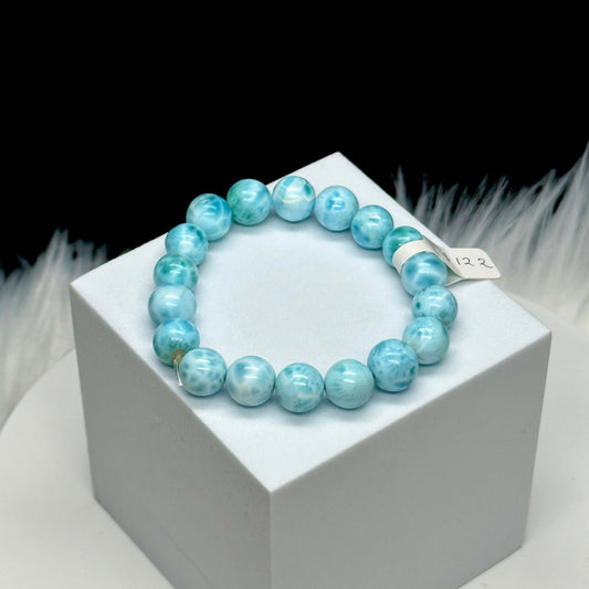 12mm Larimar Bead Bracelet, Crystal Bracelet Grade AAA