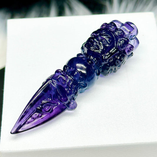 High Quality Fluorite Phurba Wand Channel to your Higher Self Buddhist Gem