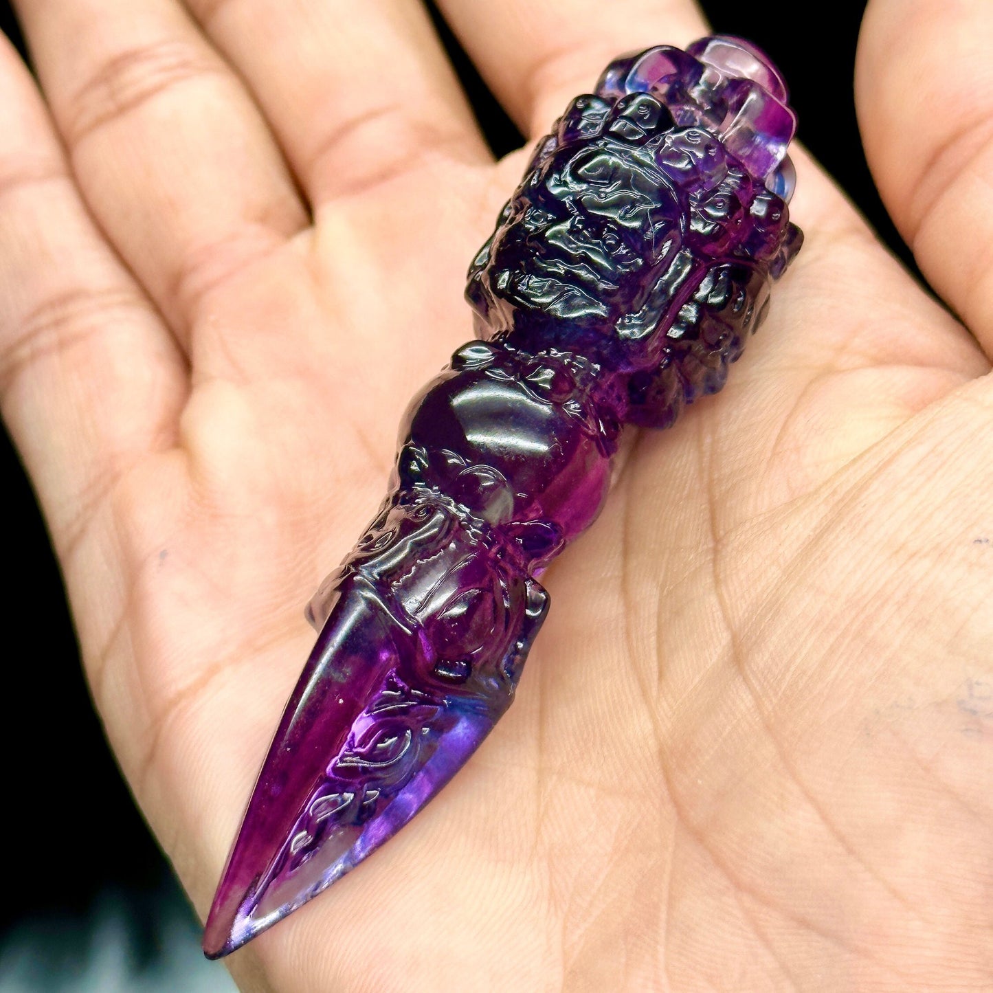 High Quality Fluorite Phurba Wand Channel to your Higher Self Buddhist Gem