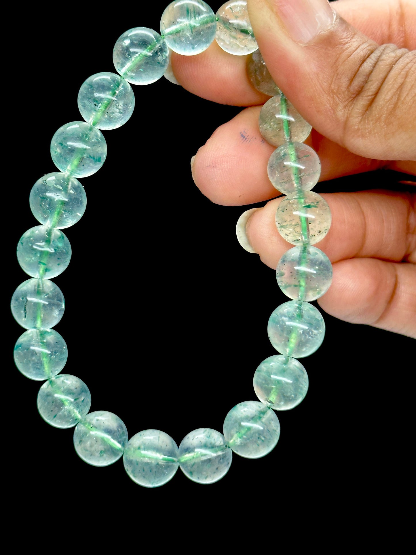 8mm Natural Green Mica Quartz Crystal Beads Bracelet