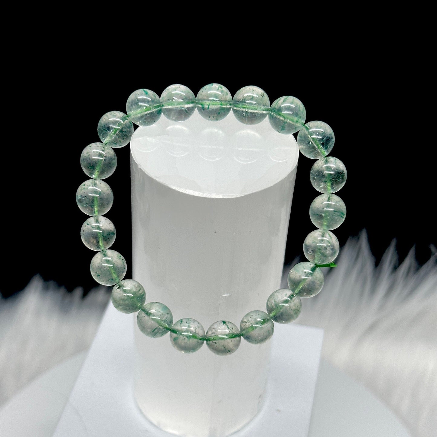 8mm Natural Green Mica Quartz Crystal Beads Bracelet