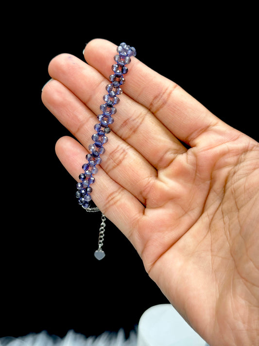 High Quality Iolite Bracelet in Sterling Silver, Crystal Bracelet,