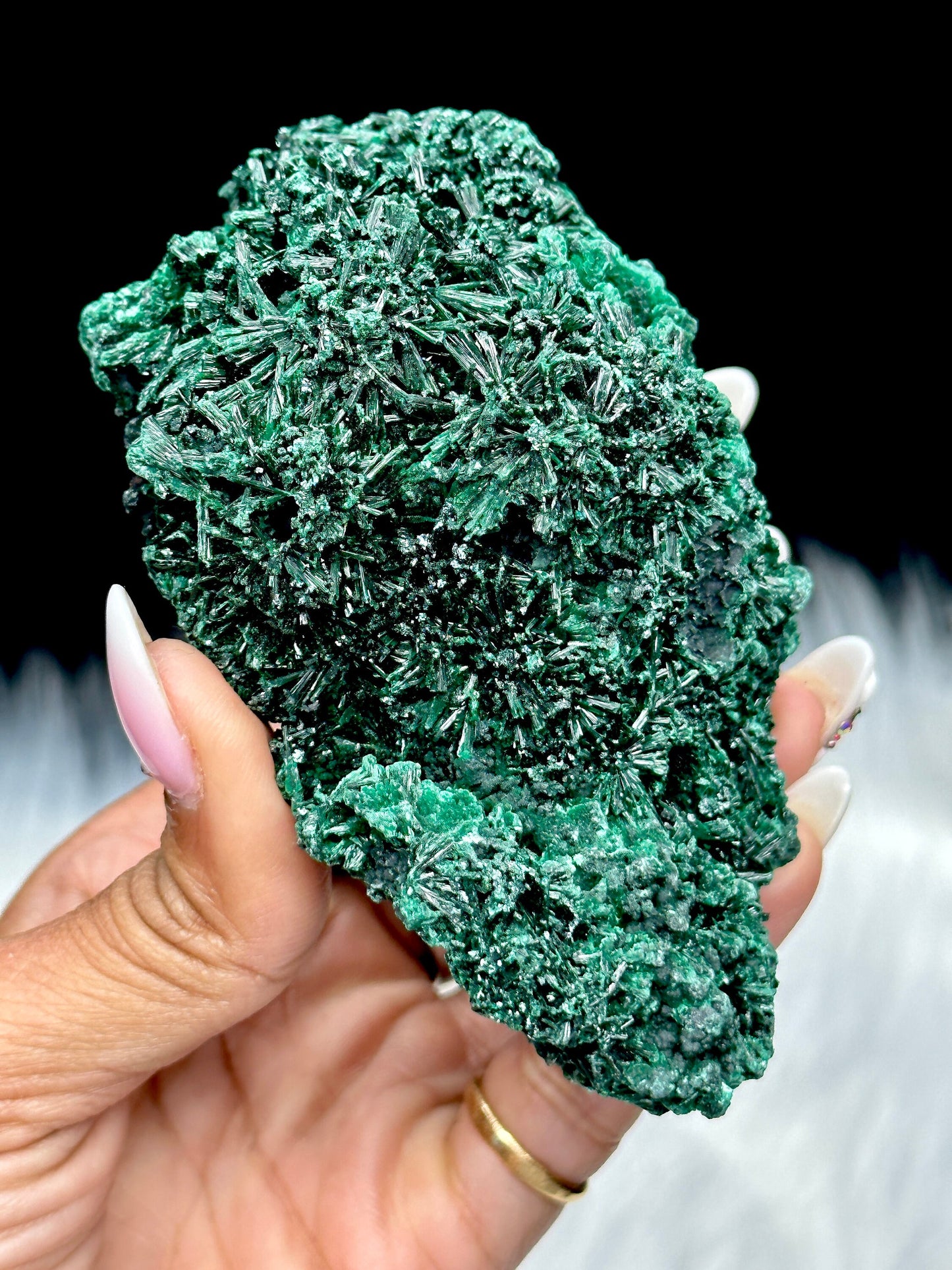 Raw Shiny Fibrous Malachite Crystal Specimen, Malachite Specimen, 238 grams