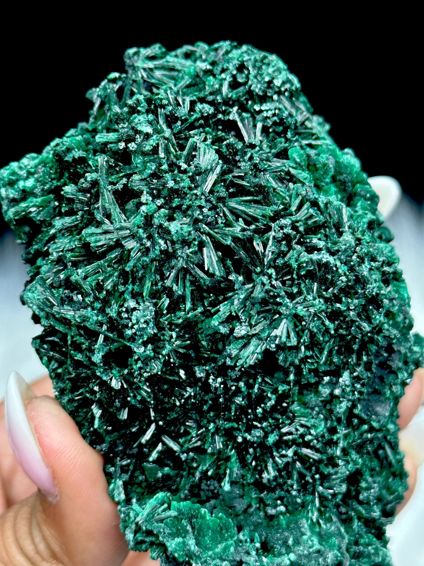 Raw Shiny Fibrous Malachite Crystal Specimen, Malachite Specimen, 238 grams