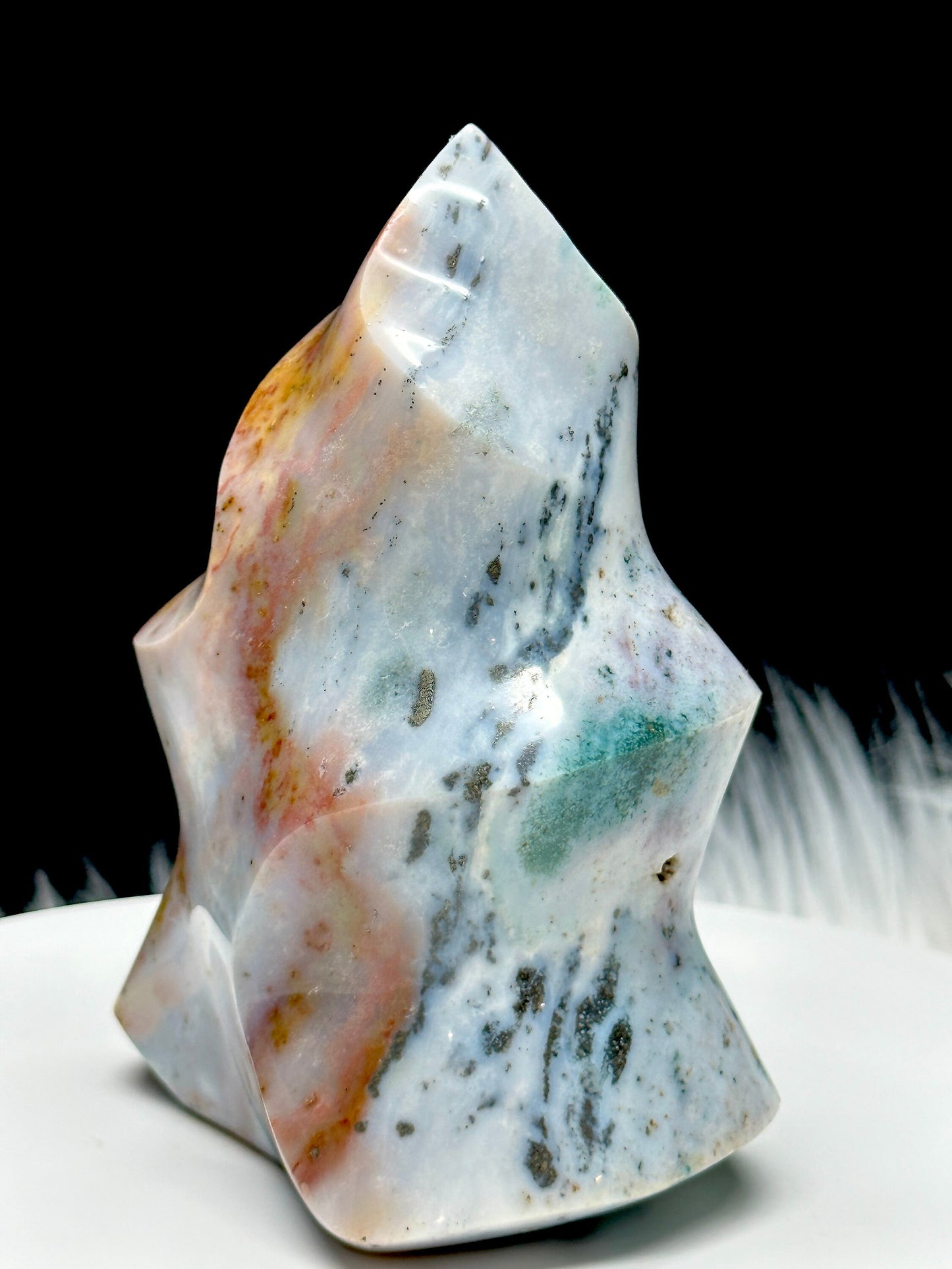 Beautiful Ocean Jasper Flame, Ocean Jasper Freeform - 6" height approx.