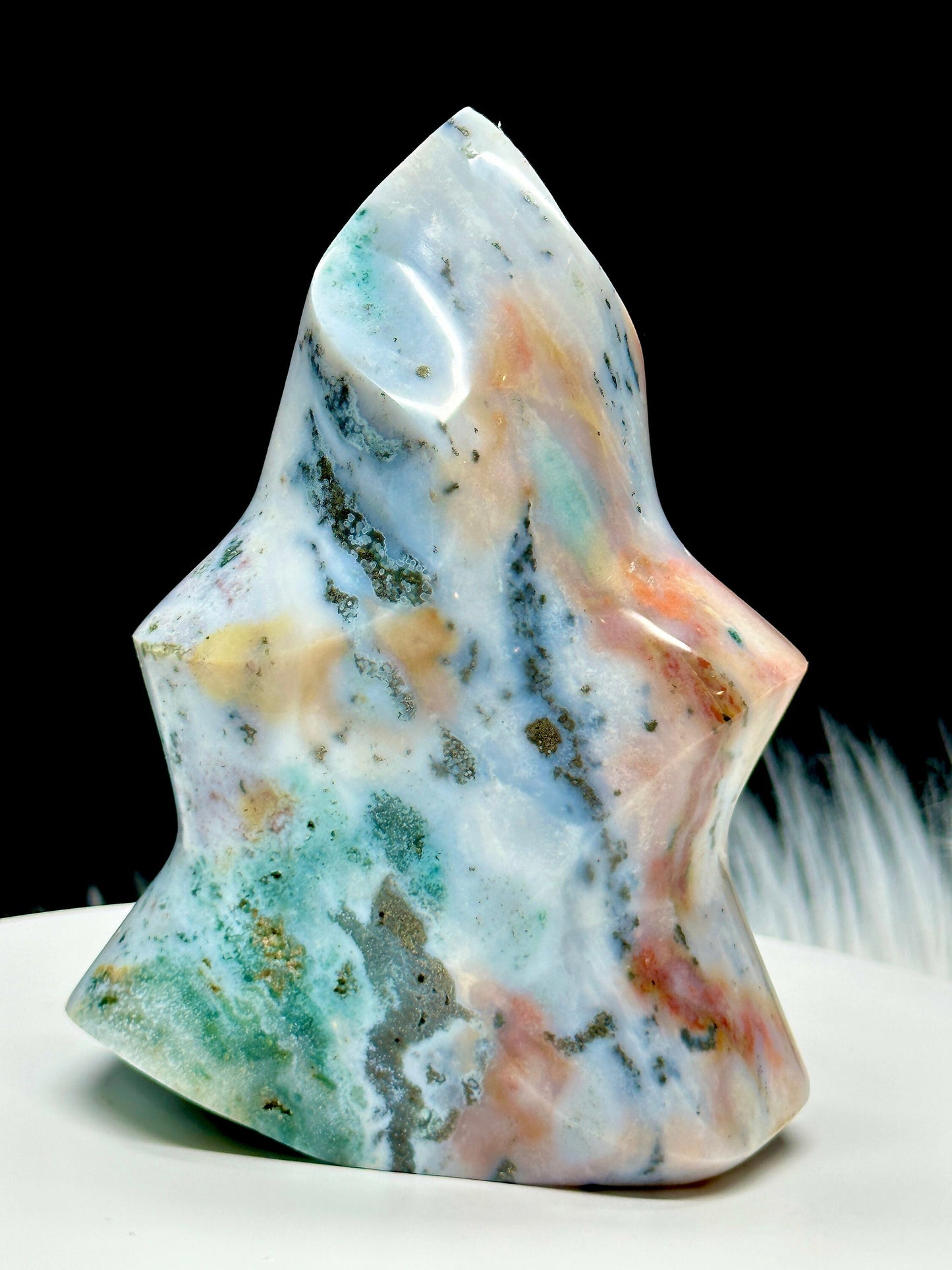 Beautiful Ocean Jasper Flame, Ocean Jasper Freeform - 6" height approx.