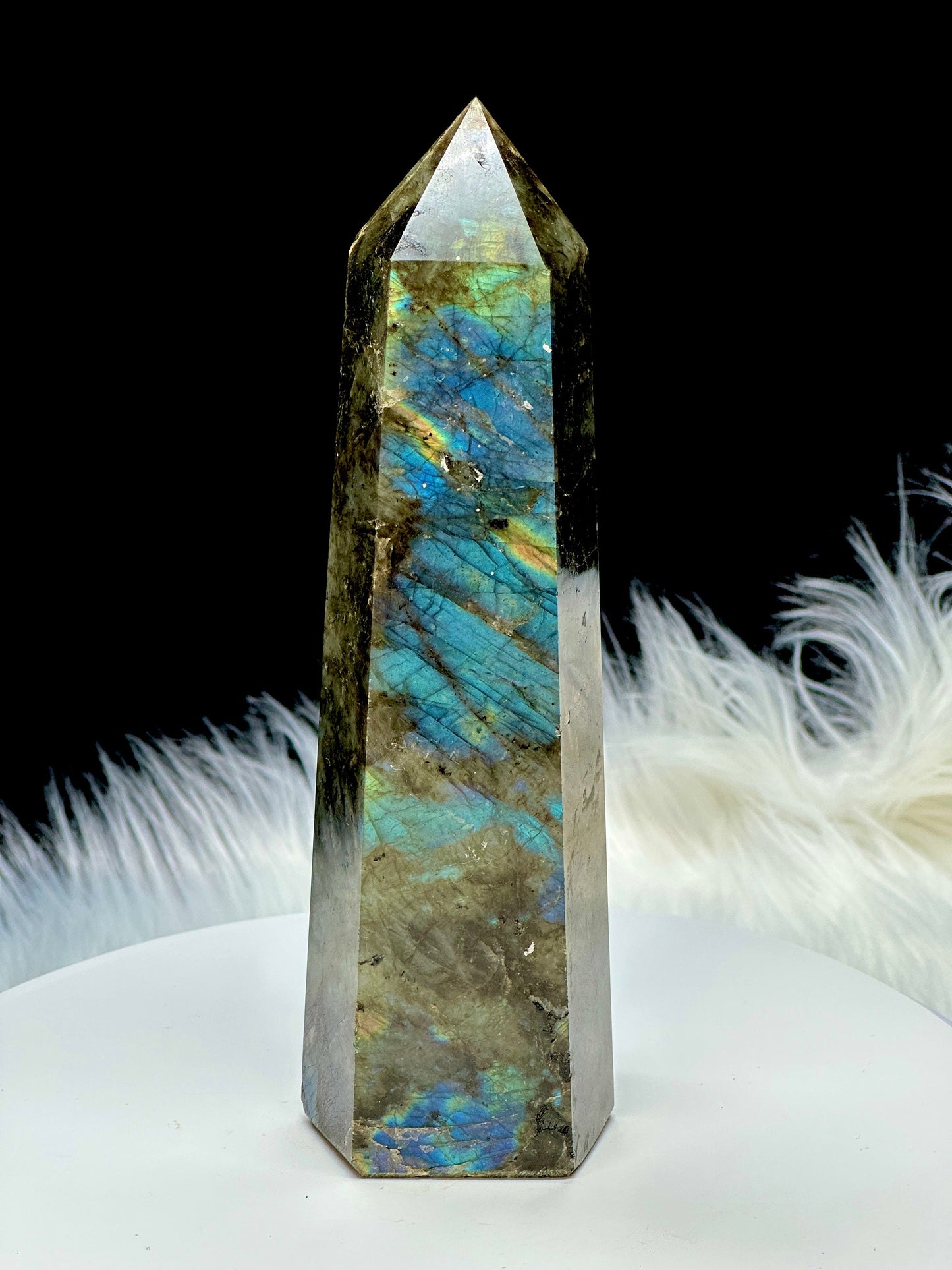 Large Flashy Labradorite Tower , Labradorite Large Crystal Tower - 12 inches tall