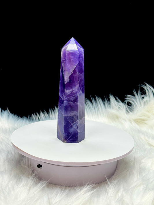 Rare Indigo Fluorite Crystal Tower, Indigo Fluorite Point  - 9.5" tall approx.