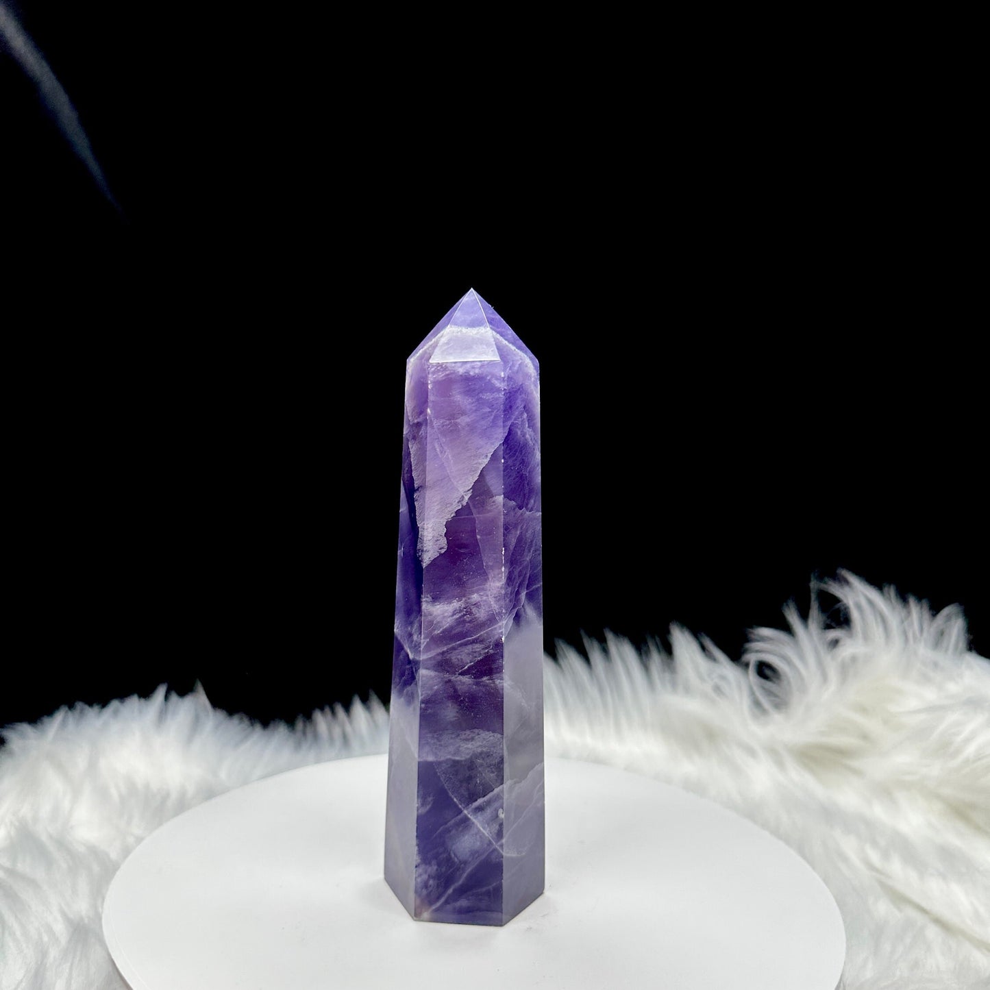 Rare Indigo Fluorite Crystal Tower, Indigo Fluorite Point  - 9.5" tall approx.