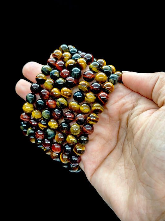 High Quality Natural Mixed Tiger Eye Bracelet - 8mm bead size