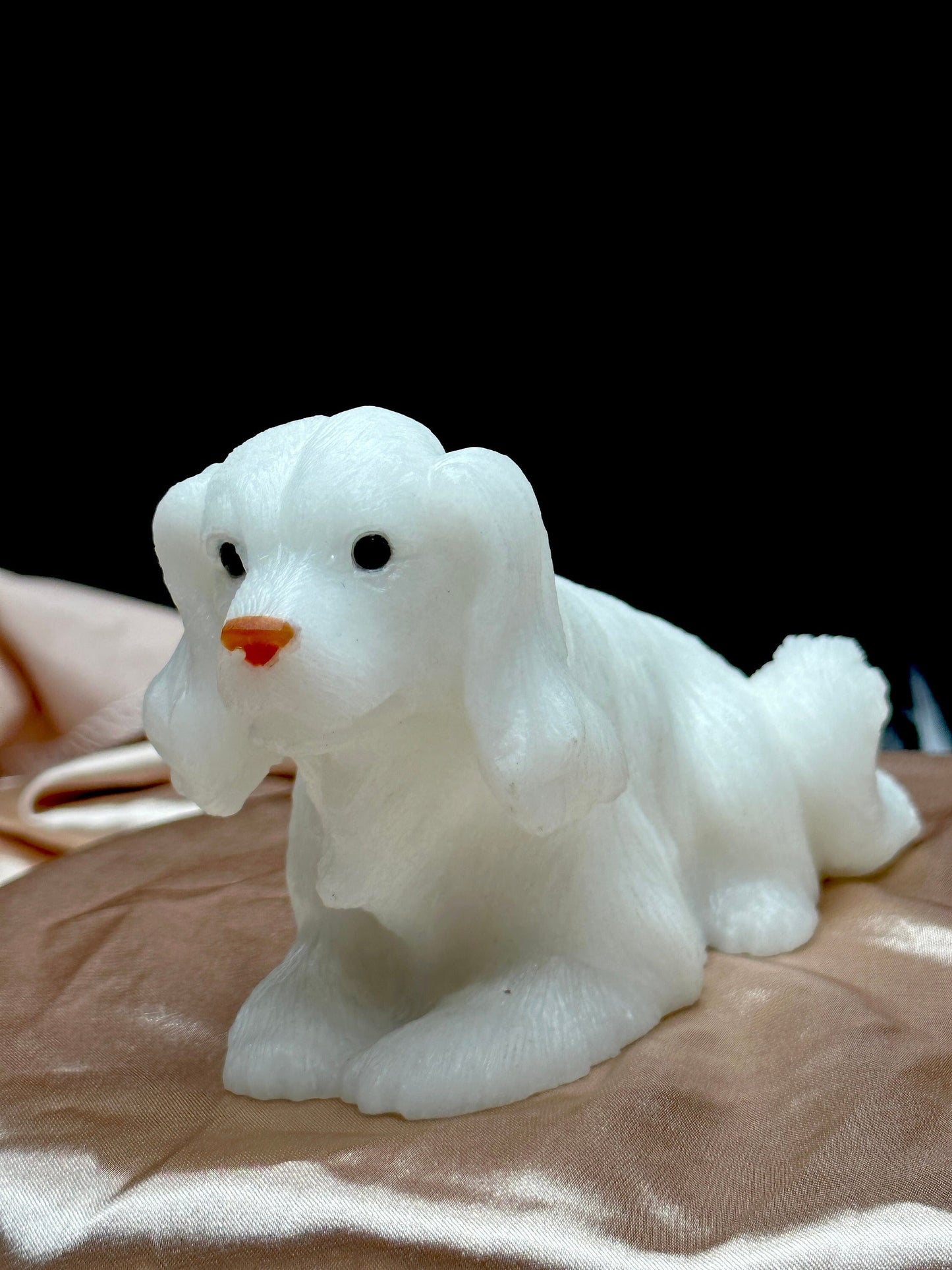 Beautiful Hand Carved White Jade Dog Carving, Home Decor, Gifting Item