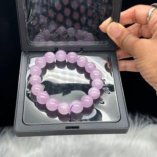 High Quality Natural Kunzite Crystal Bracelet, Find Love Kunzite - 12mm bead size