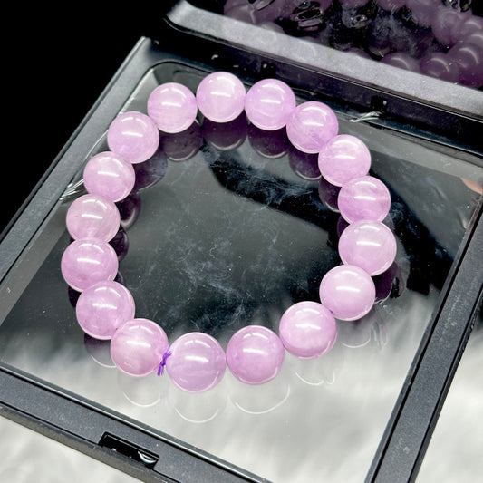 High Quality Natural Kunzite Crystal Bracelet, Find Love Kunzite - 12mm bead size