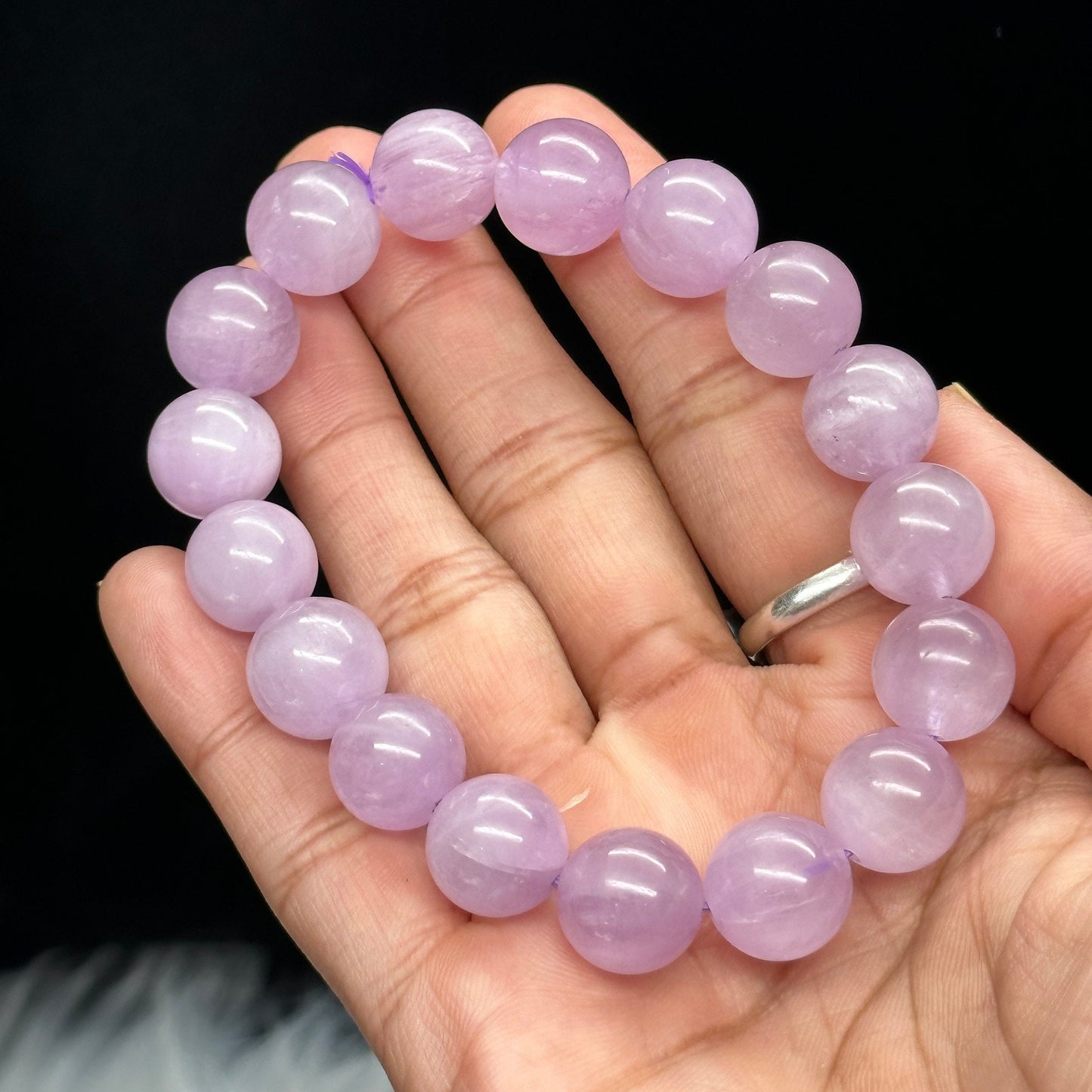 High Quality Natural Kunzite Crystal Bracelet, Find Love Kunzite - 12mm bead size