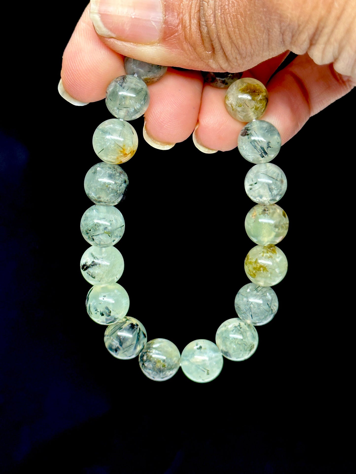 Stone of Hope Best Green Color Prehnite Bracelet 9mm Natural Heart Chakra Healing Stone