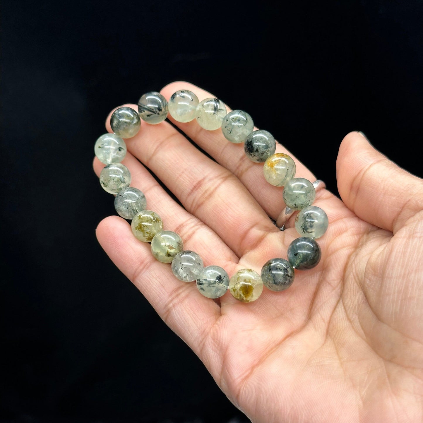 Stone of Hope Best Green Color Prehnite Bracelet 9mm Natural Heart Chakra Healing Stone